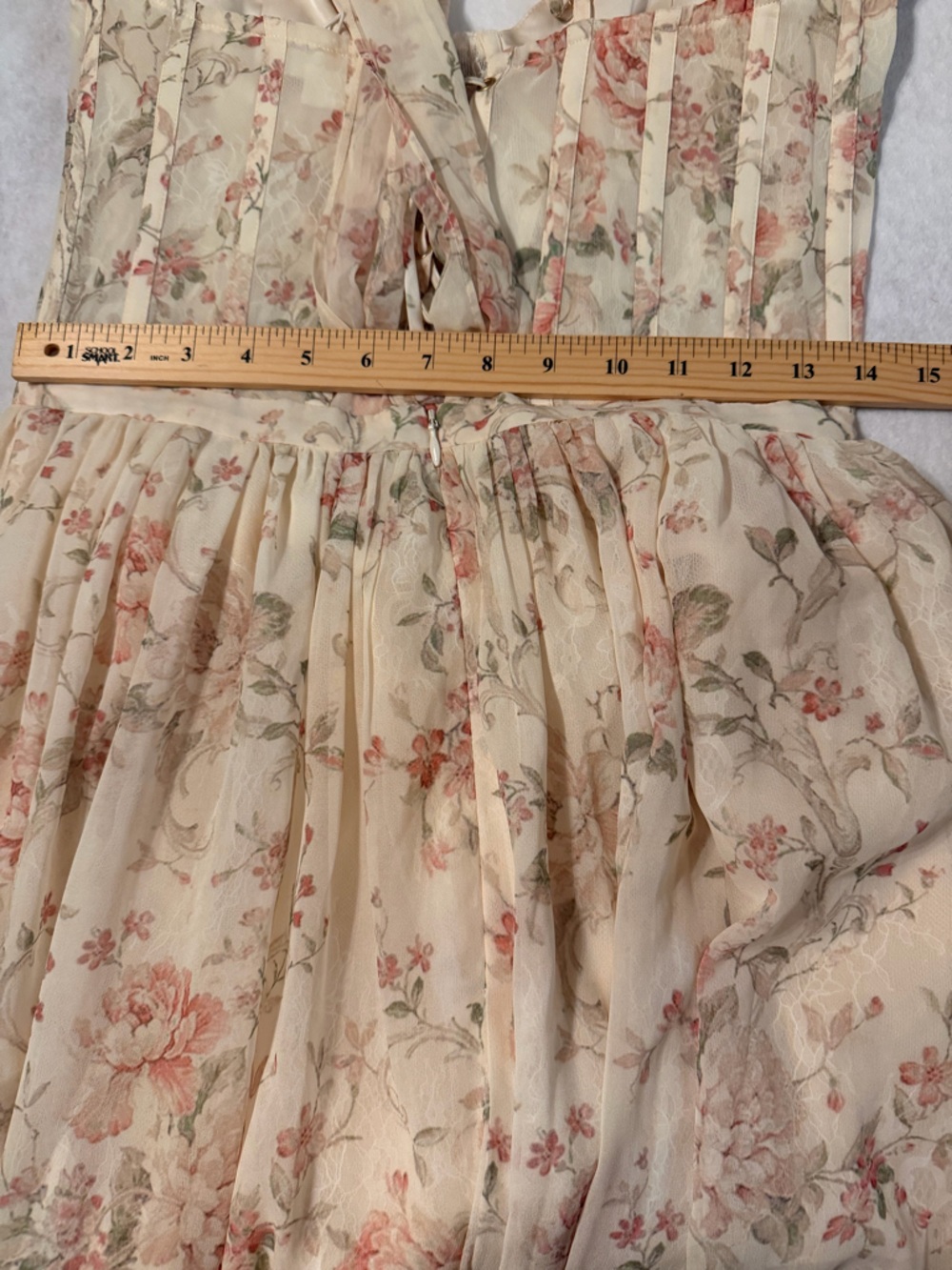 V. Chapman Floral Corset Maxi Dress Lace Up Back Ruffle Hem Size 8 NWT - Picture 15 of 17
